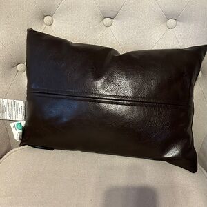 Marc New York Chocolate Faux Leather Pillow
